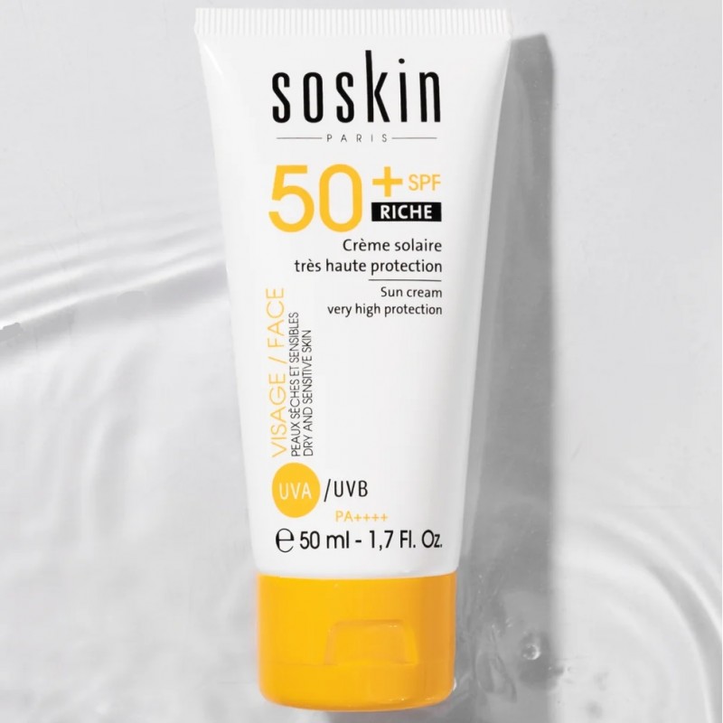 Soskin Crème Solaire Riche SPF50+ Coffret 50ml + Gel Doux Nettoyant Purifiant 100ml Offert - by Hana Beauty